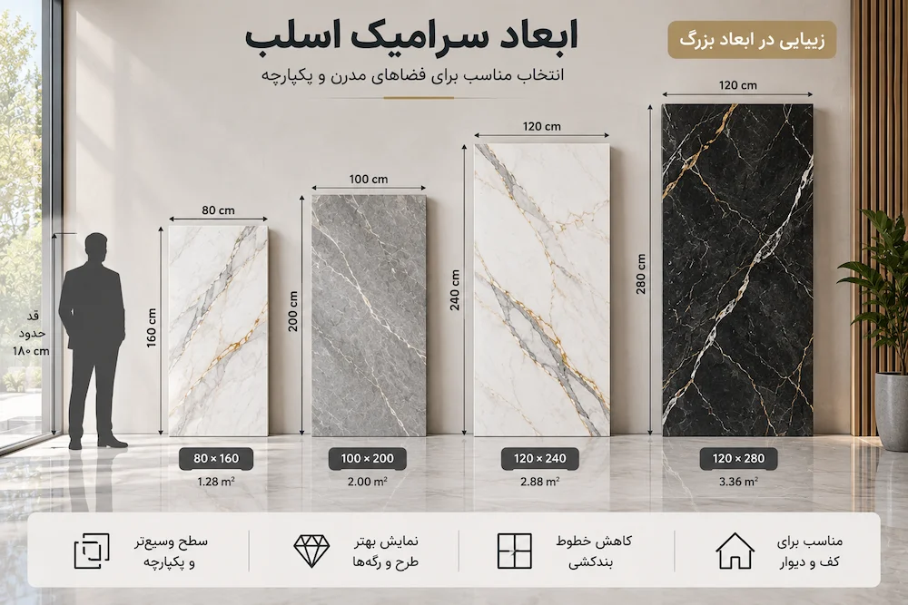 ابعاد سرامیک اسلب