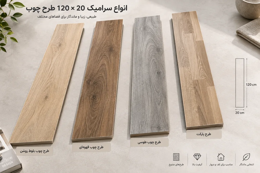 انواع سرامیک 120 در 20 طرح چوب