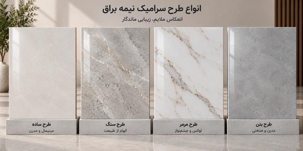 انواع طرح سرامیک نیمه براق