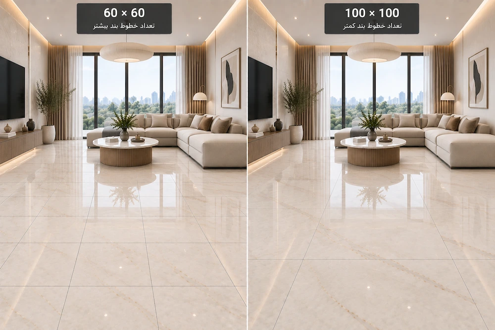 تفاوت سرامیک کف 60 در 60 و 100 در 100